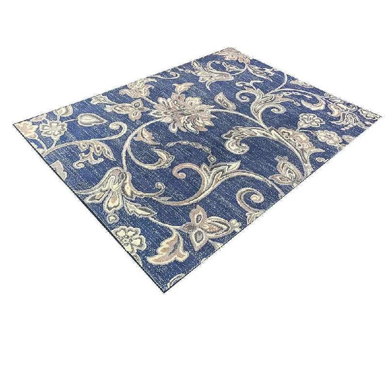 long-lasting carpet tiles for commercial areas-Alina Classic Floral Rug 240 x 330cm Navy