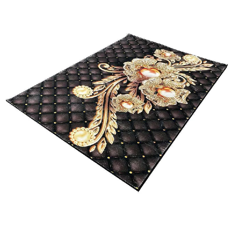 washable area rug for easy care-Alina Pearl Legend Rug 200 x 290cm Black