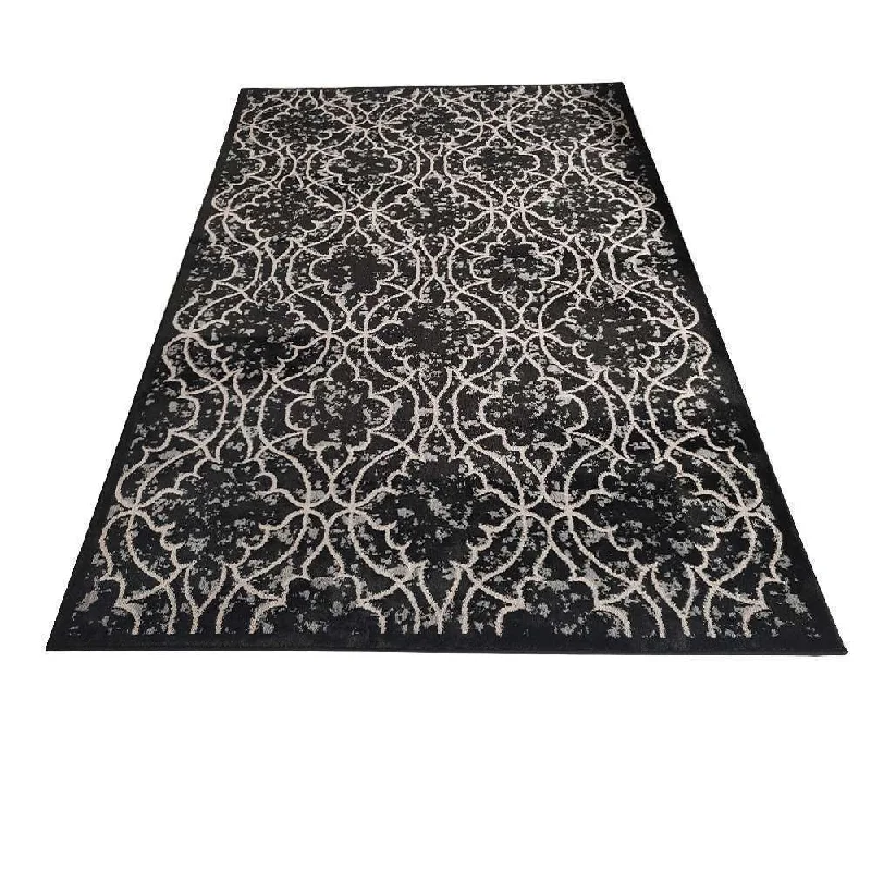 carpet runners for stairs and hallways-Alina Silent Luxury Rug 200 x 290cm Black