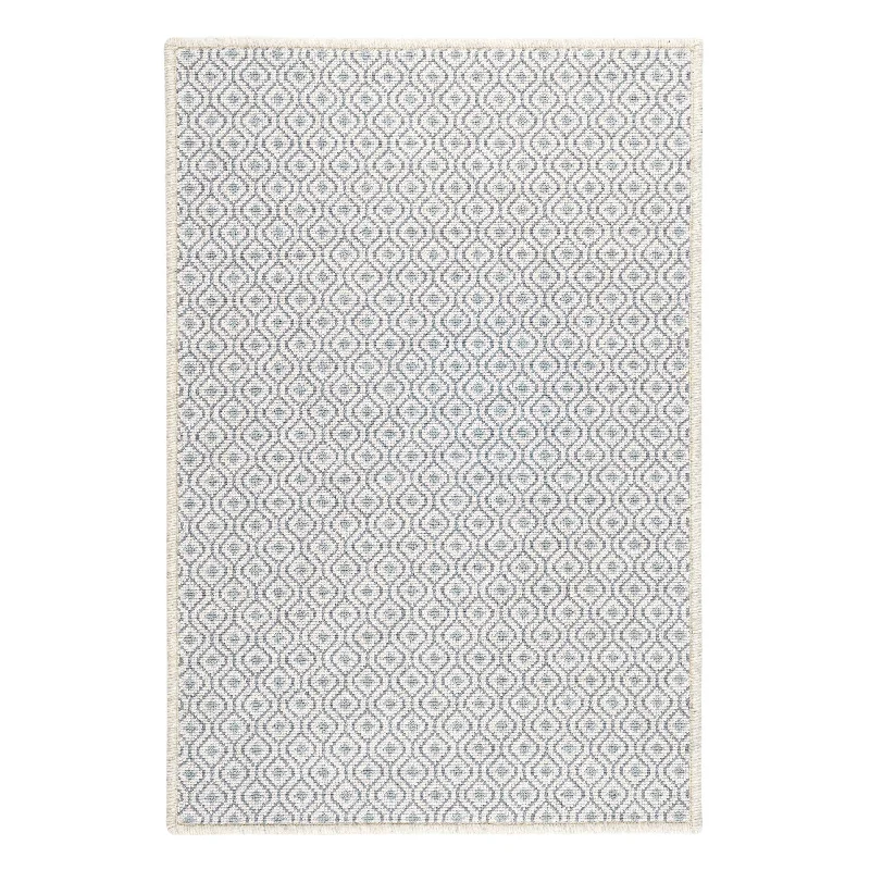 luxurious home carpet options for living room-Bayberry Ivory/Denim Woven Wool Custom Rug