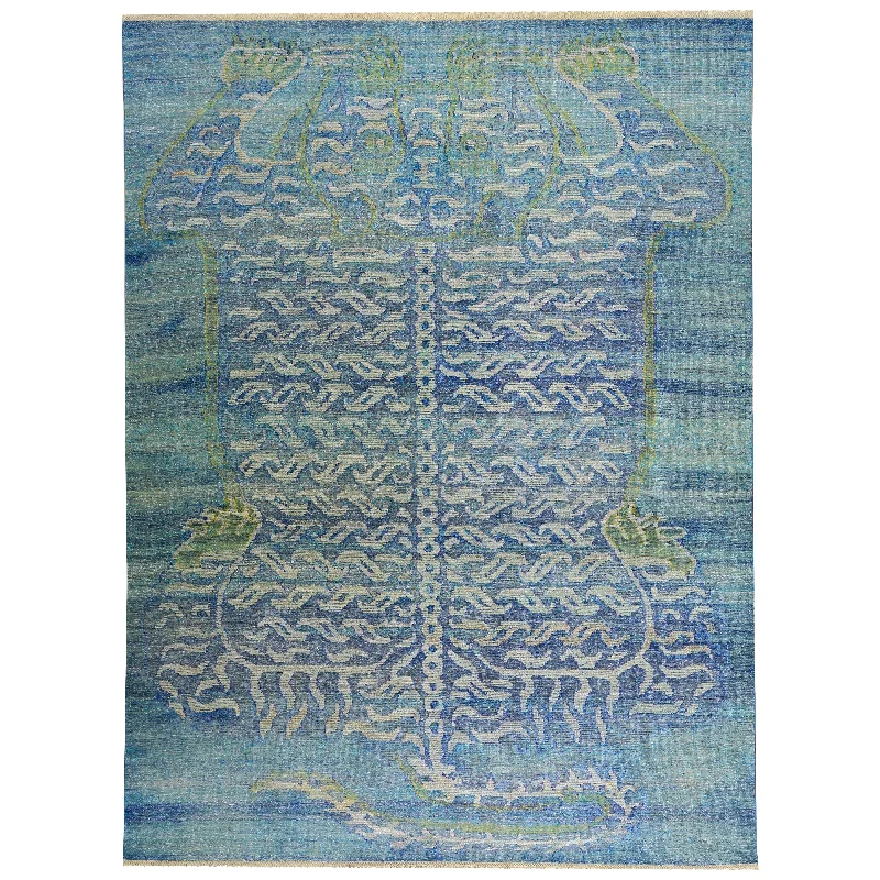 premium carpet fibers for comfort-Blue Alchemy Tiger Wool Linen Blend Rug - 8'3" x 10'10"