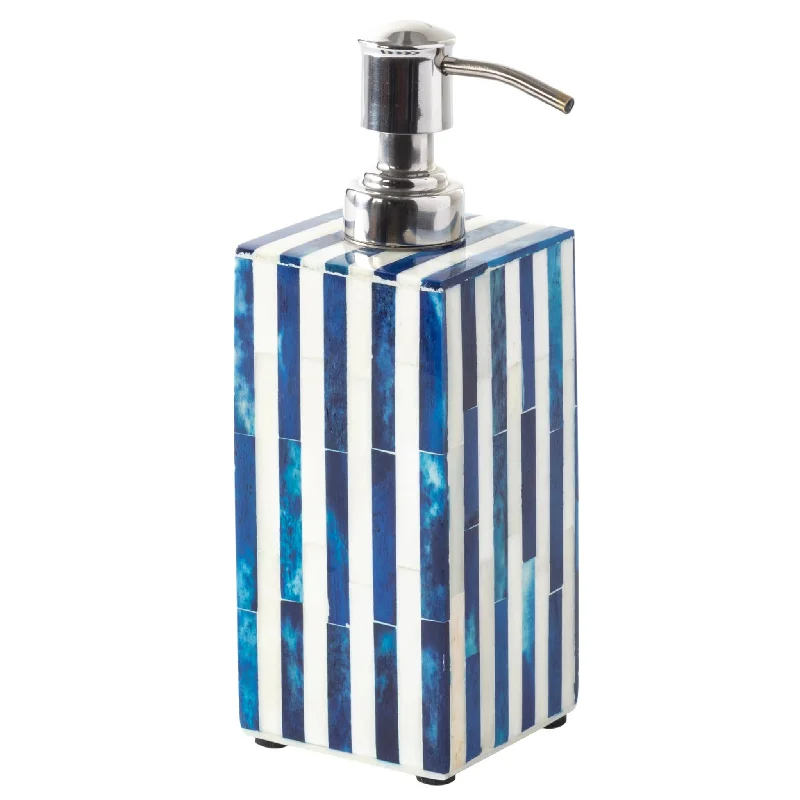 modern minimalist carpet for contemporary homes-Blue Stripe Bone Inlay Soap Bottle