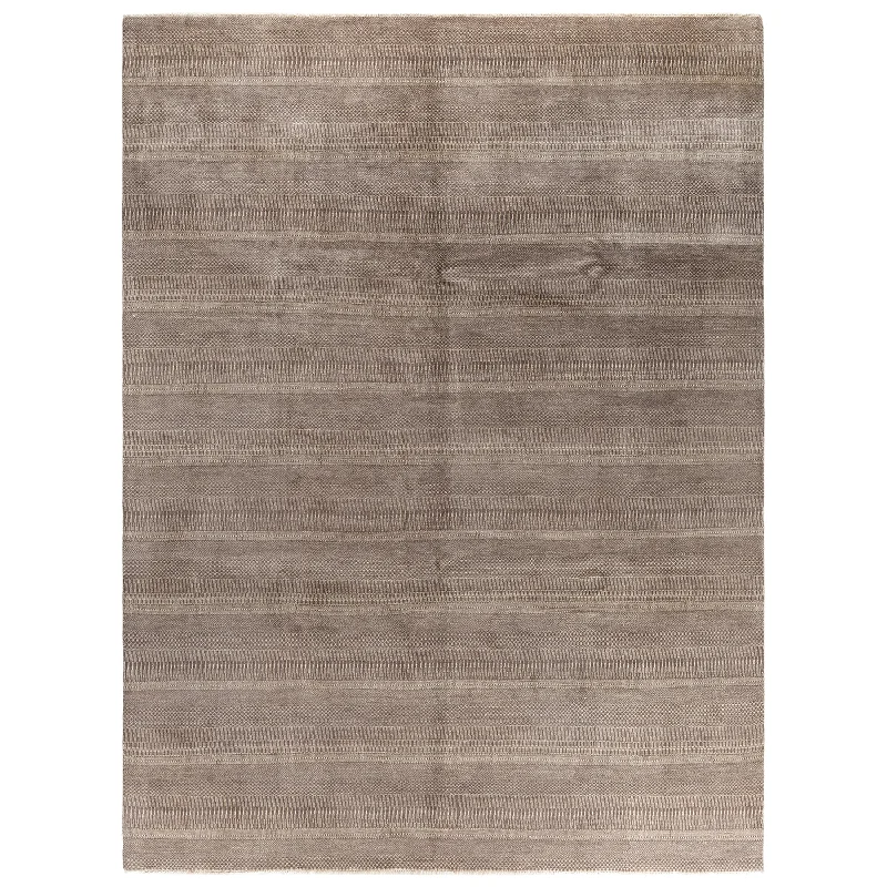 plush wool carpet for modern spaces-Brown Solid Wool Rug - 9'2" x 12'1"