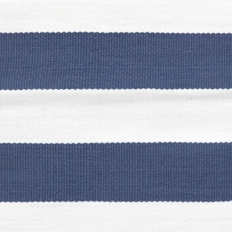 modern wool carpet for living spaces-Catamaran Stripe Denim/White Handwoven Indoor/Outdoor Rug Swatch