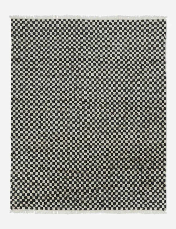 shag carpet for extra comfort-Checkerboard Hand-Knotted Wool Rug by Sarah Sherman Samuel