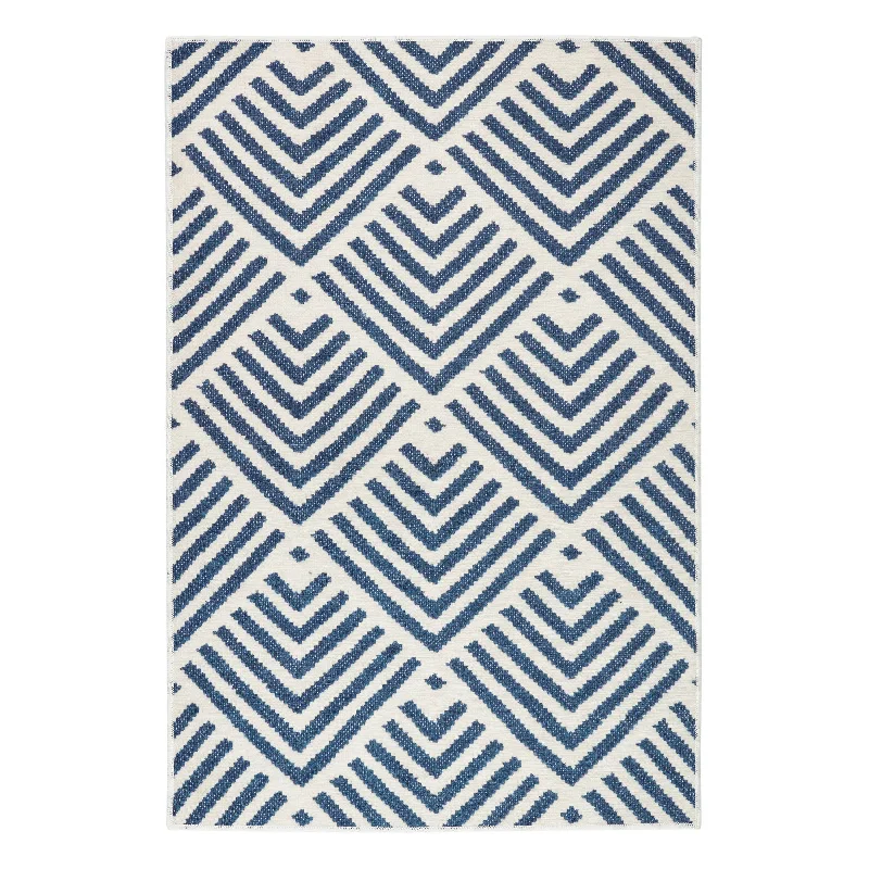 premium carpet designs for home spaces-Cleo Navy Machine Washable Rug