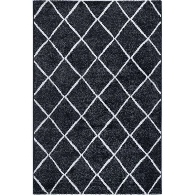 wool carpet for family room-Decor Kimberley Rug 200 x 290cm Charcoal White