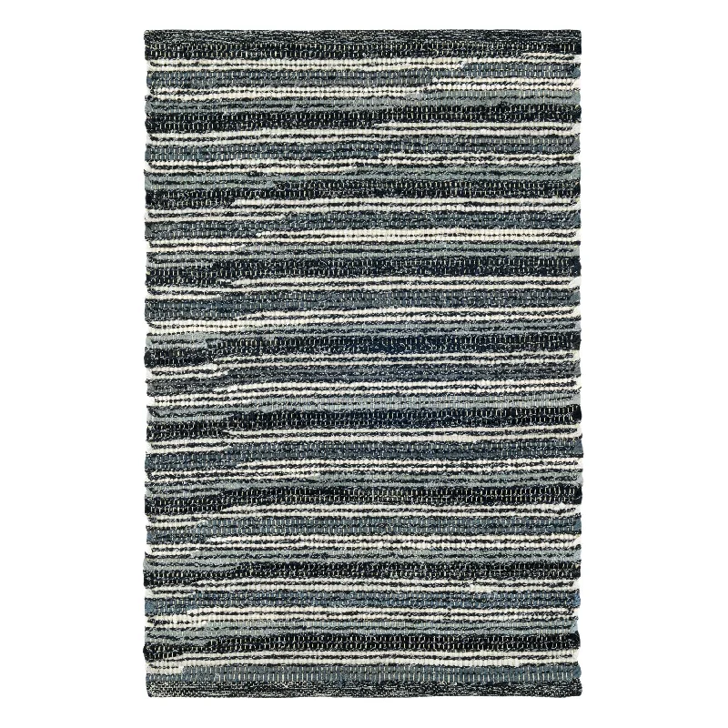 modern wool carpet for home decor-Francisco Black Handwoven Cotton Rug