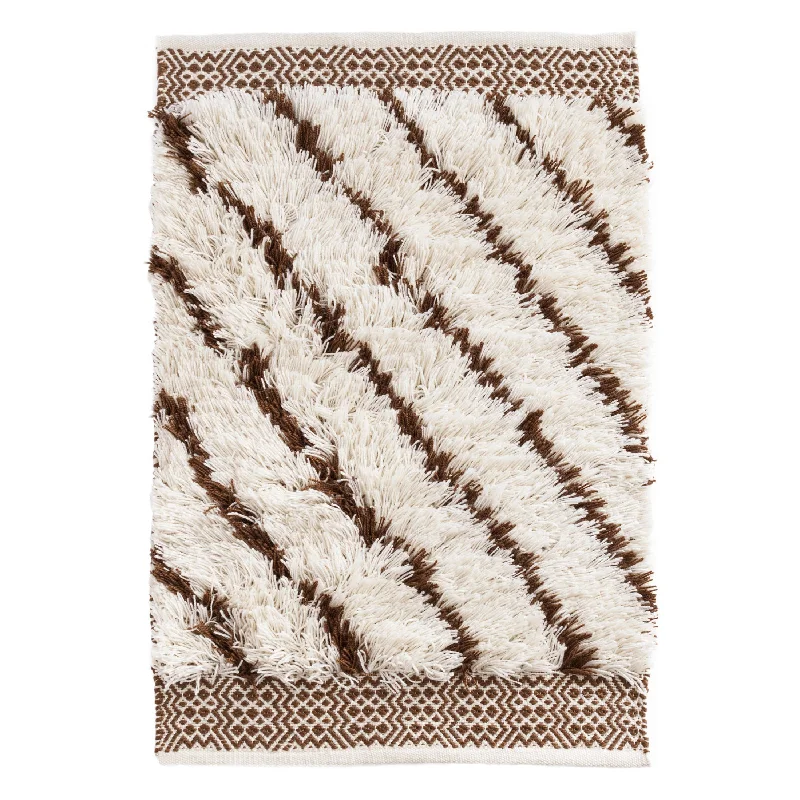 shaggy wool carpet for office spaces-Gustav Brown Handwoven Performance Rug