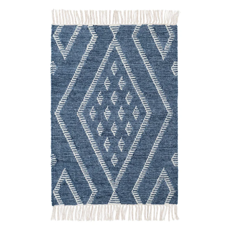 modern wool carpet for living spaces-Healy Blue Handwoven Wool Rug