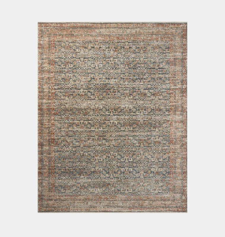 plush carpet for high-end hotels-Heritage HER-12 Blue / Rust Area Rug