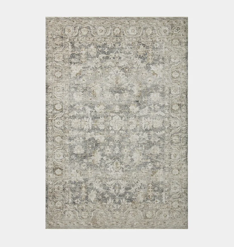 carpet with bold geometric design-Honora HON-02 Slate / Beige Area Rug