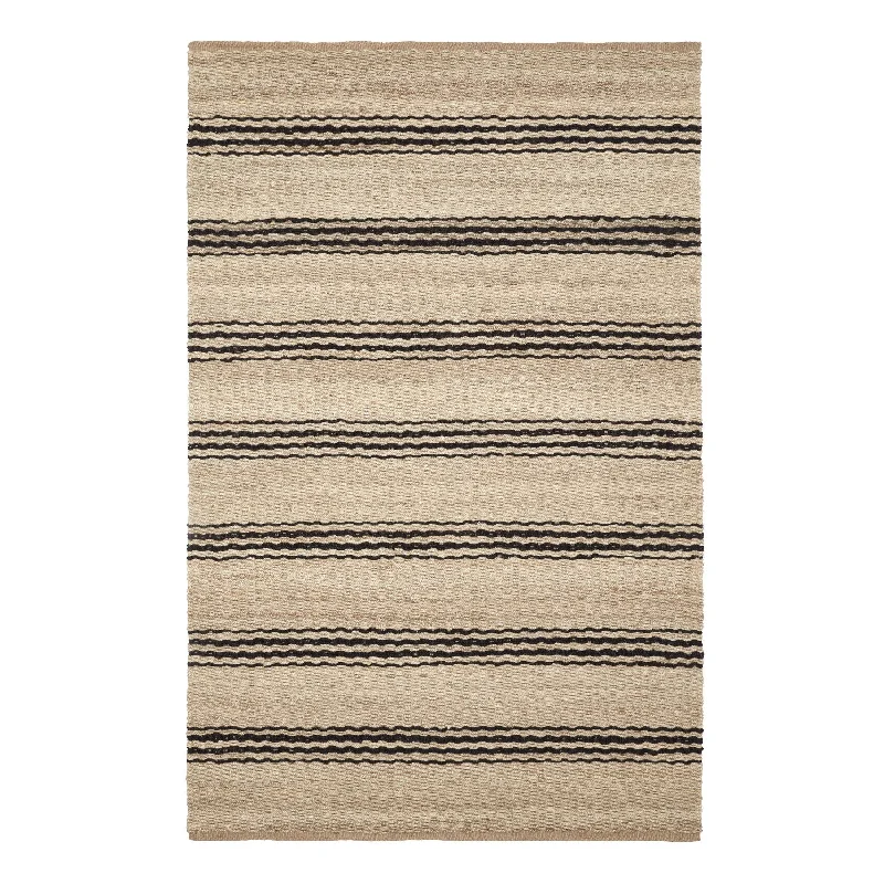 soft carpet with plush feel for home-Jute Ticking Black Handwoven Jute Rug