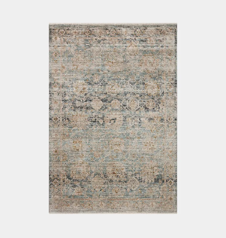 shaggy carpet for large spaces-Katherine KES-02 Ocean / Coral Area Rug