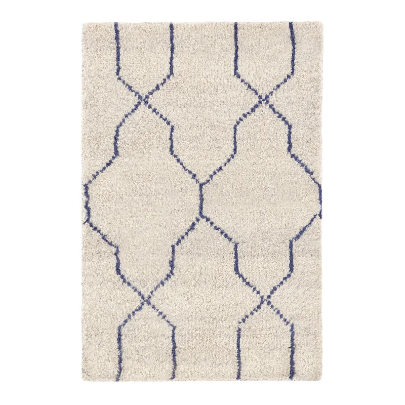 plush wool carpet for business spaces-Massena Blue Hand Knotted Wool Rug