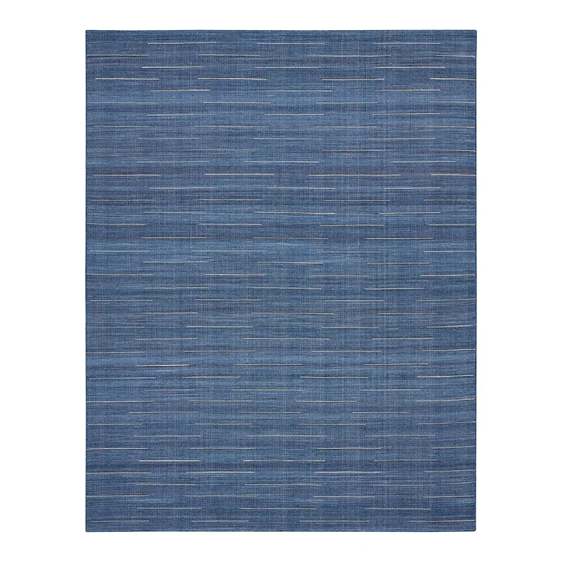 low-maintenance carpet for busy spaces-Navy Kavya Flatweave Kilim Rug