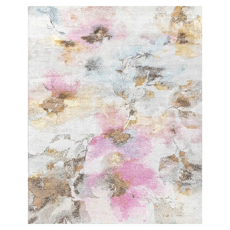 waterproof carpet options for kitchen-Multicolored Contemporary Silk Wool Rug  - 8' x 10'