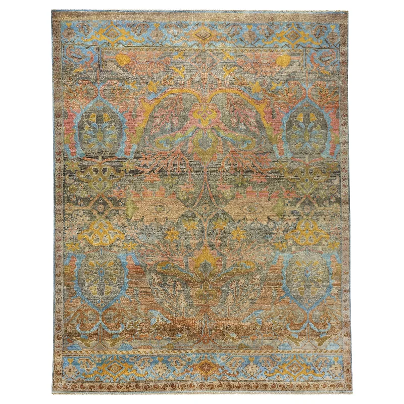 budget-friendly carpet options for rentals-Multicolored Alchemy Contemporary Silk Rug - 7'11" x 10'4"