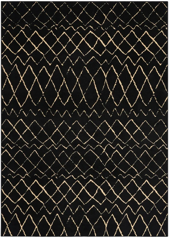 eco-friendly carpet tiles for modern spaces-Nourison Grafix GRF04 Black Area Rug