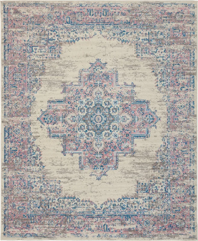 carpet for living rooms with light colors-Nourison Grafix GRF14 Ivory/Pink Area Rug