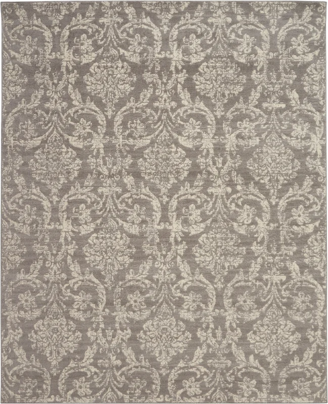 non-toxic synthetic carpet options-Nourison Jubilant JUB09 Grey Area Rug