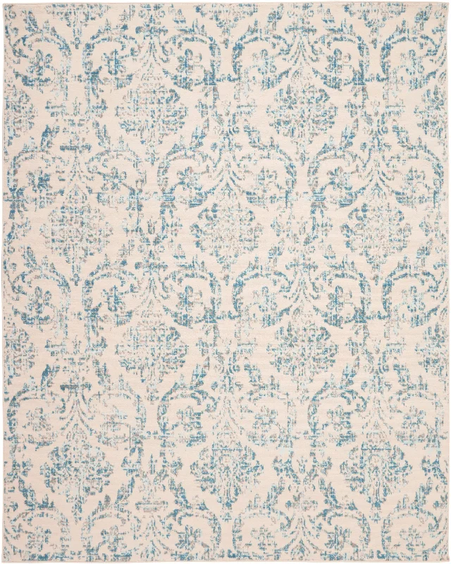 stylish area rug for office decor-Nourison Jubilant JUB09 Ivory/Blue Area Rug