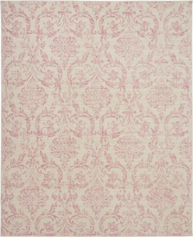 soft wool carpet for cozy living spaces-Nourison Jubilant JUB09 Ivory/Pink Area Rug