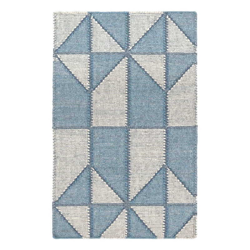 simple design carpet for bedroom-Ojai Blue Hand Loom Knotted Cotton Rug