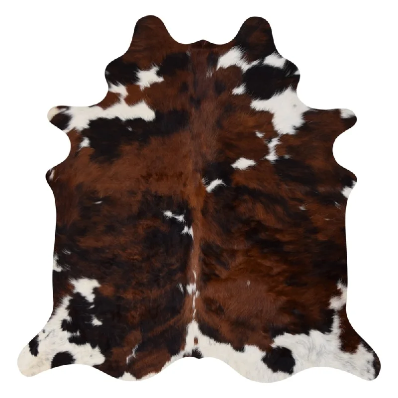 shaggy carpet for creating cozy rooms-Real Cowhide Rug Tricolor & White