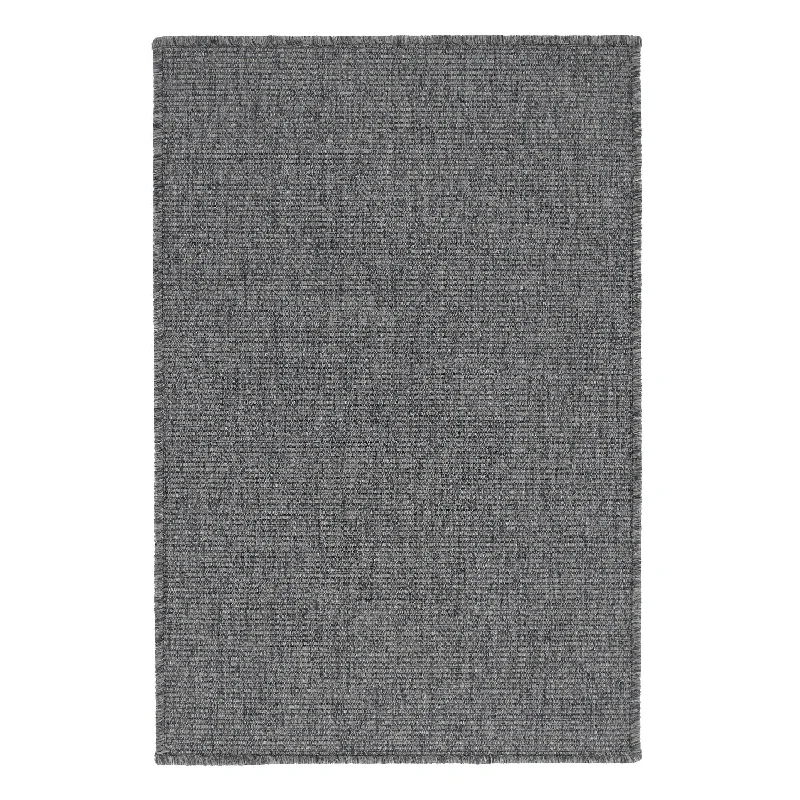 warm tone carpet for cozy rooms-Russell Charcoal Woven Indoor/Outdoor Custom Rug