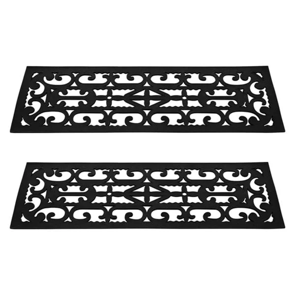 waterproof carpet options for kitchen-Set of 2 Non-Slip Stair Treads for Wooden Steps Decorative Runner with Traction Control Grip by Pure Garden (Black) - Set of 2