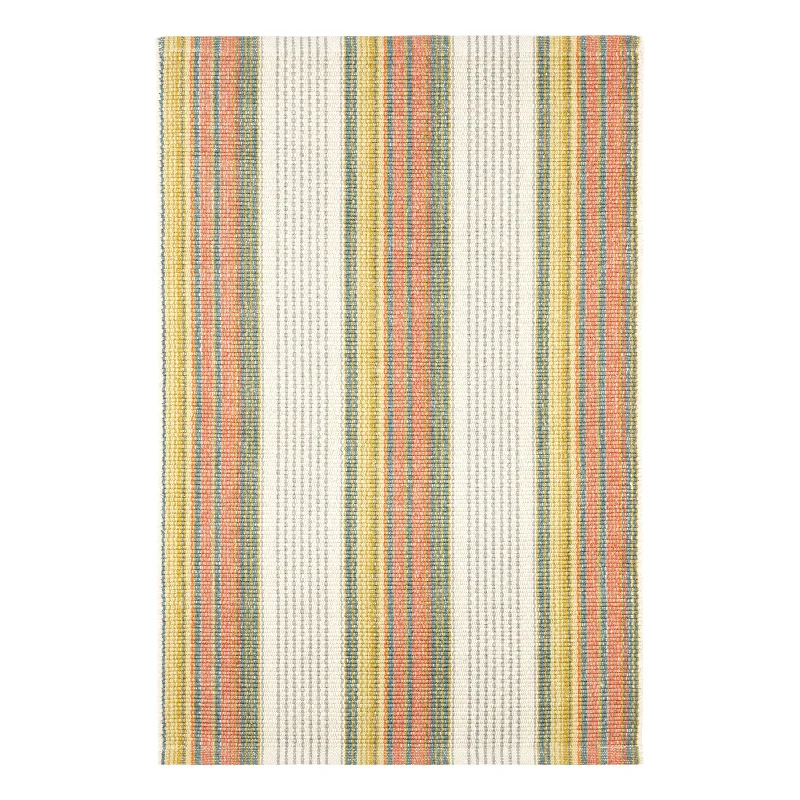 shag carpet for ultra-cozy living rooms-Sloane Stripe Sprout Handwoven Cotton Rug