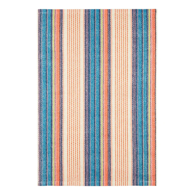 synthetic wool carpet for modern homes-Sloane Stripe Sunset Handwoven Cotton Rug