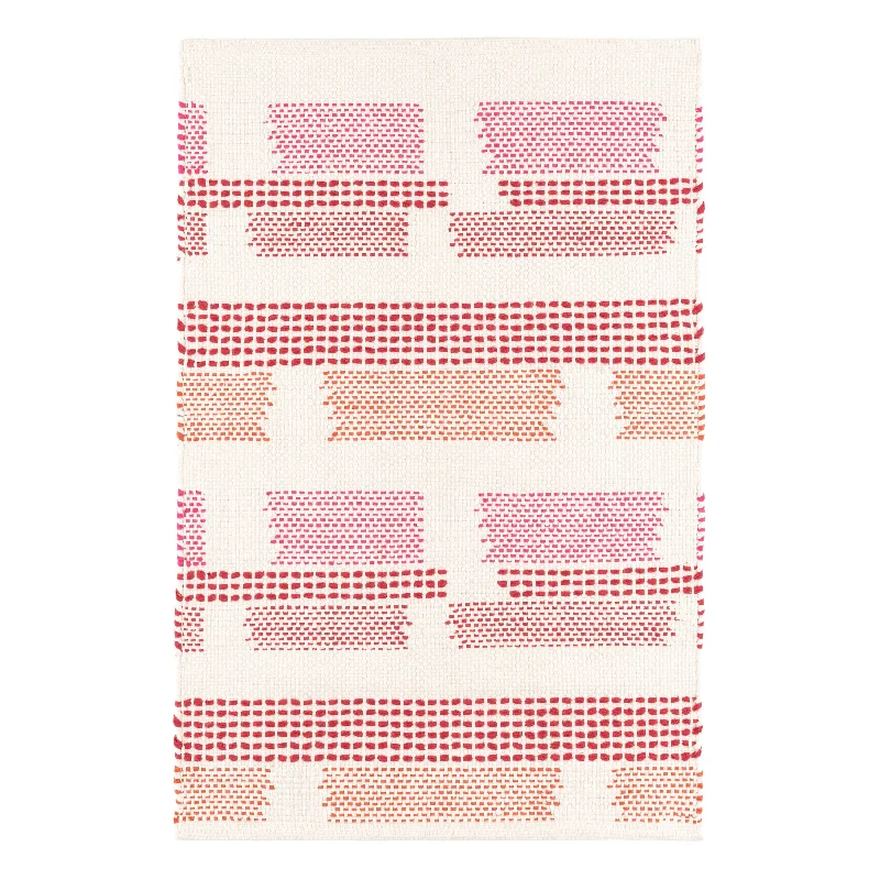 warm-toned carpet for cozy living rooms-Tread Lightly Pink Handwoven Cotton Rug