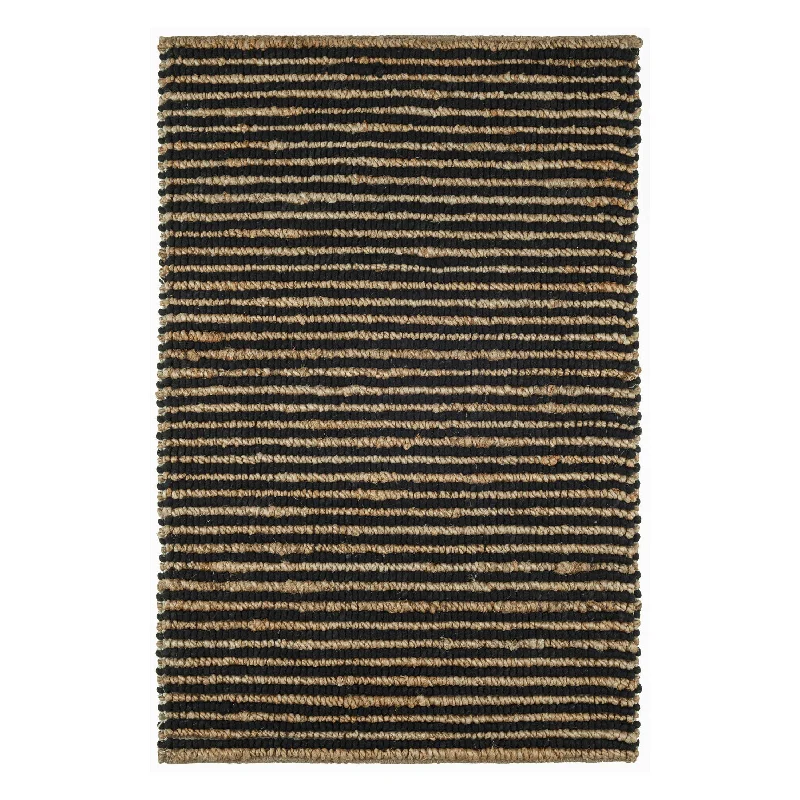 stylish area rug for modern apartment-Twiggy Black Handwoven Wool/Jute Rug