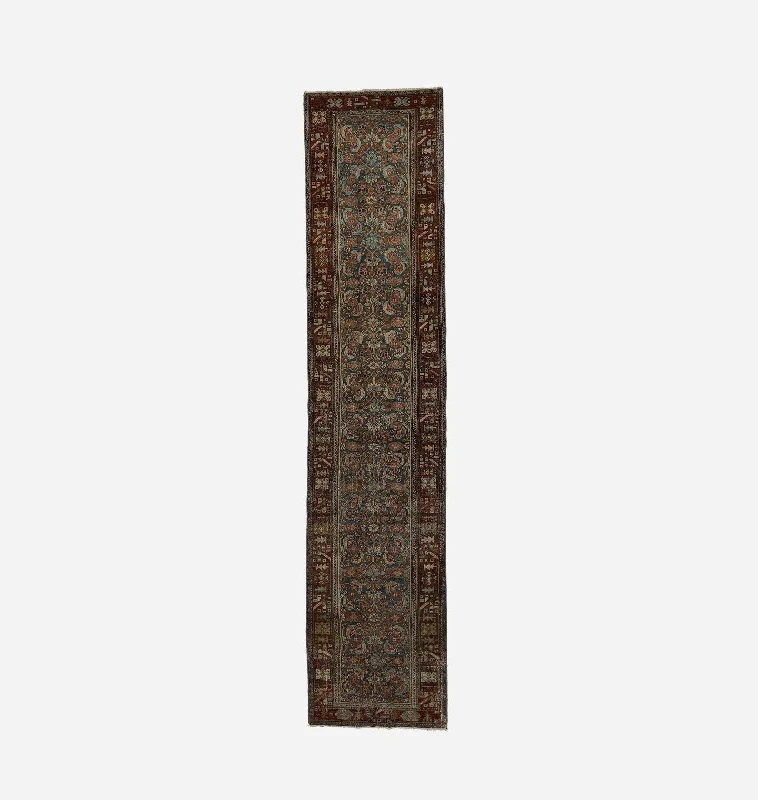 eco-friendly carpet for eco-conscious decor-Vintage Handwoven Hamadan Rug 3'5" x 15'0"