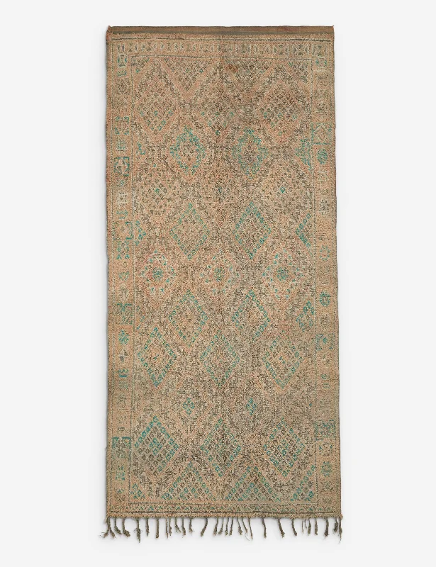 carpet with memory foam padding-Vintage Moroccan Hand-Knotted Wool Rug No. 13, 6'2" x 13'1"