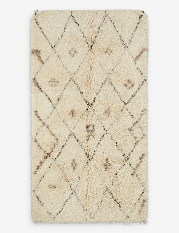 soft carpet for children's room-Vintage Moroccan Hand-Knotted Wool Rug No. 14, 5'1" x 9'3"