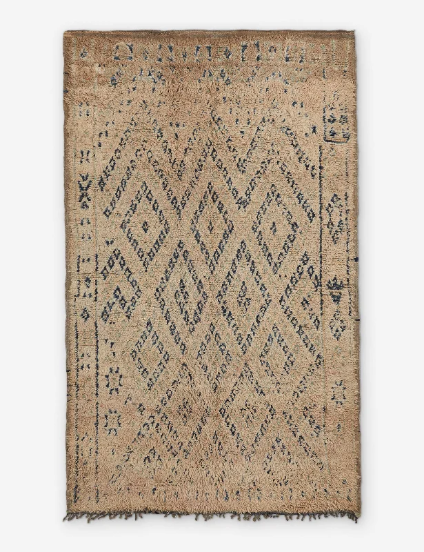 budget-friendly carpet for living room-Vintage Moroccan Hand-Knotted Wool Rug No. 22, 5'9" x 9'9"