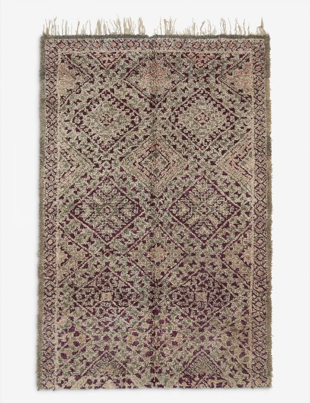 stylish contemporary carpet for apartment-Vintage Moroccan Hand-Knotted Wool Rug No. 37, 6'8" x 10'4"