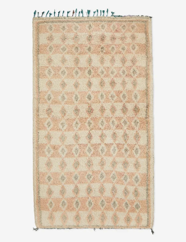 carpet for wooden floor installation-Vintage Moroccan Hand-Knotted Wool Runner Rug No. 10, 4'6" x 8'4"