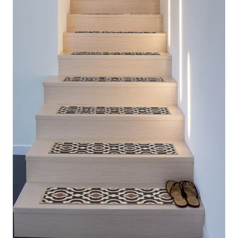 rug and carpet for minimalist home-World Rug Gallery Modern Moroccan Trellis Non-slip Nylon Stair Treads