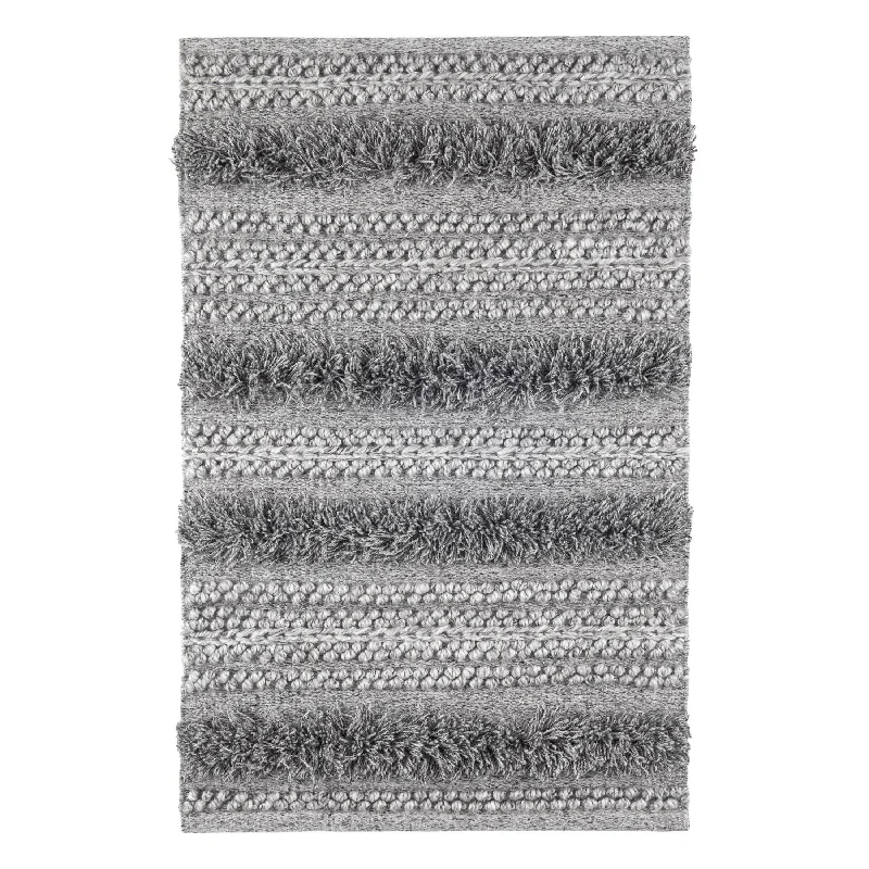 water-resistant carpet for bathrooms-Zhara Stripe Grey Handwoven Performance Rug