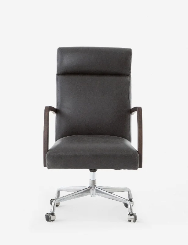 petite office chair for short people -Camden Leather Office Chair, Ebony