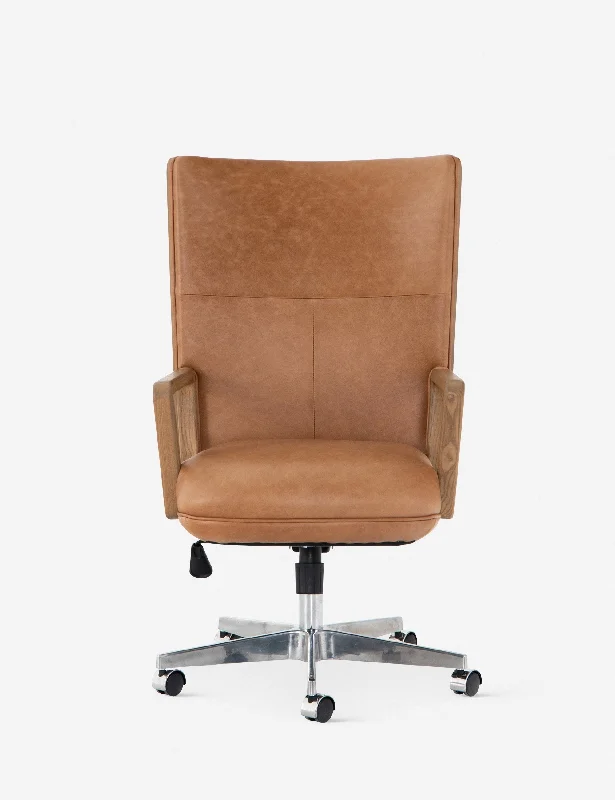 vintage-style office chair with leather upholstery -Vaughn Office Chair