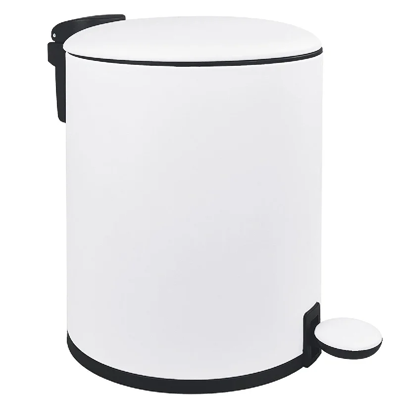 garbage-can-for-office-use-1.3 gal Step On Garbage Can with Plastic Inner Bucket White