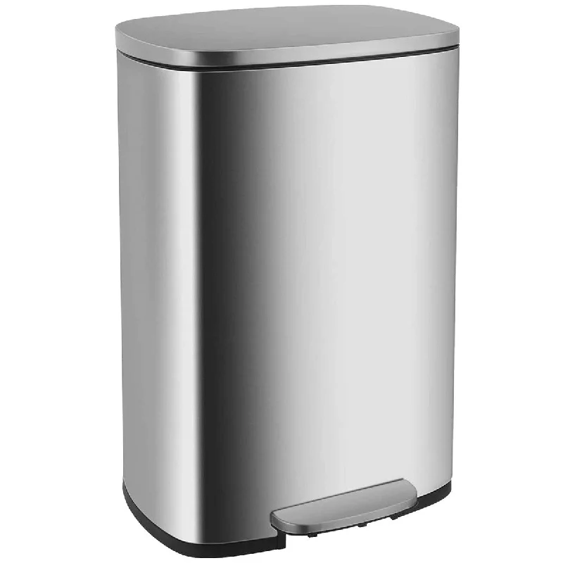 kitchen-bin-with-lid-13 Gallon/50 L Garbage Can Kitchen Trash Can with Lid for Office Bathroom, Fingerprint-Proof Brushed Stainless Steel Trash Bin