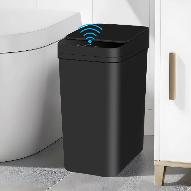 extra-large-trash-can-Bathroom Automatic Trash Can, 4 Gallon Touchless Motion Sensor Garbage Can with Lid Smart Electric Plastic Narrow Garbage Bin