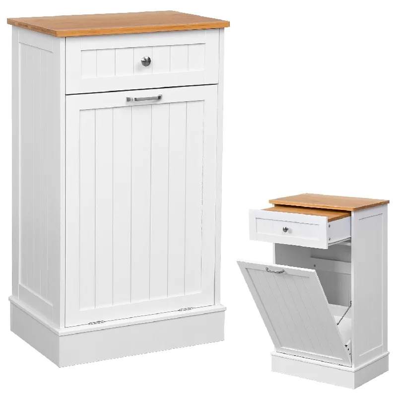 garbage-can-for-yard-EROMMY Tilt Out Trash Cabinet, Wooden Kitchen Trash Can Free Standing Waste Bin, Recycling Hideaway Garbage Can Holder