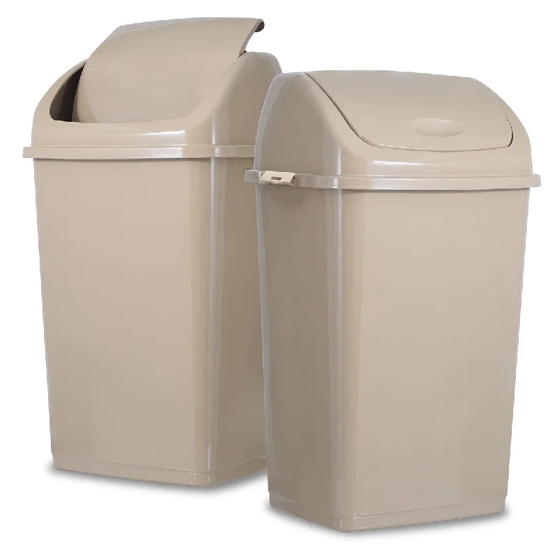 trash-can-for-garage-Kitchen Trash Can 13 Gallon with Swing Lid, Plastic Tall Garbage Can, Large 52 Qt Recycle Bin and Waste Basket (2 Pack)